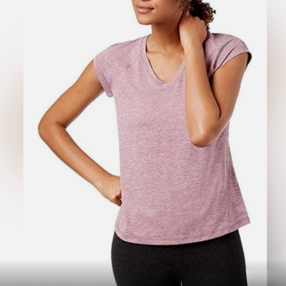 IDEOLOGY Heathered Pink Short Sleeve Top